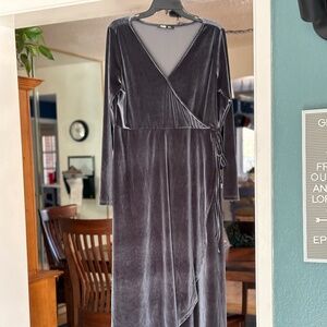 XL velvet gray winter dress